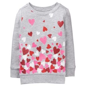 NWT! Gymboree Girls Glitter Hearts Pullover! 5T